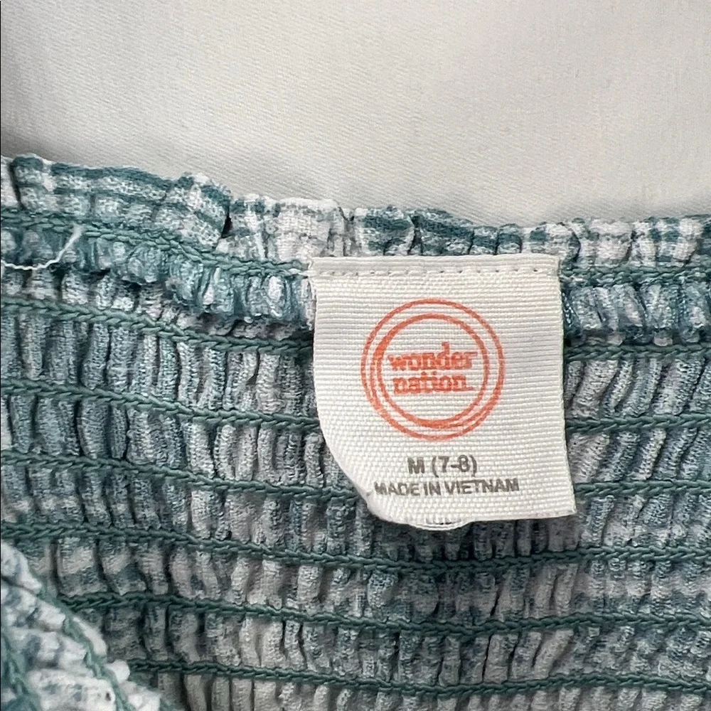 Wonder Nation - Girls Dress - Size 7/8 - Medium - Green Teal - Plaid - Smock
